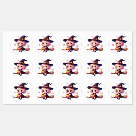 Stickers Halloween Sorcière Kawaii - Cute Witch på