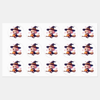 Stickers Halloween Sorcière Kawaii - Cute Witch på
