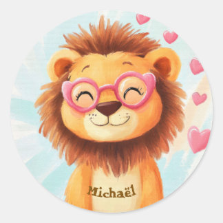 Stickers Happy Lion Valentine's Day Kids School Runt Klistermärke
