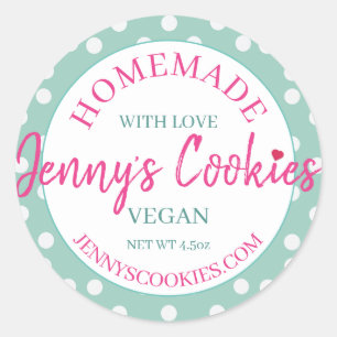 Stickers Homemade with Kärlek Jennys Cookies Desig Runt Klistermärke