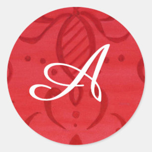 Stickers initial Red Damask and White Runt Klistermärke