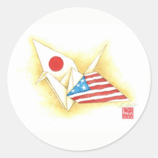 Stickers ~ Japan-U.S. Vänskap Runt Klistermärke