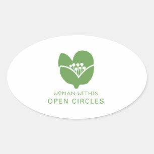 Stickers lakan i Woman inom öppna cirklar Ovalt Klistermärke
