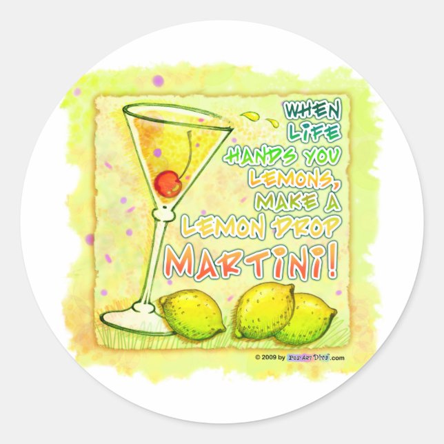 Stickers - Lemon Drop Martini Runt Klistermärke (Framsida)