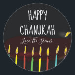 Stickers "Lycklig Chanukah" Menorah Candles Runt Klistermärke<br><div class="desc">Hanukkah/Helgdag-klistermärken, personlig. Lycklig Chanukah Menorah Candles. Välj mellan 1/2- och 3-tums klistermärken. Anpassa genom att ta bort och ersätta text med ett eget meddelande. Välj ditt favoritteckensnitt storlekt, stil och färg. Tack för att du stannade och shoppade förbi! Ditt företag är mycket uppskattat! Lycklig Hanukkah! Form: Klassisk rund etikett Gör...</div>