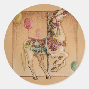 Stickers - Lycklig Horse Carousel Runt Klistermärke