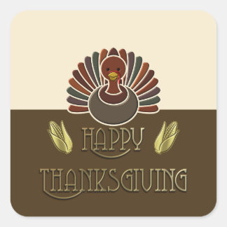 Stickers - Lycklig Turkiet - Happy thanksgiving Fyrkantigt Klistermärke
