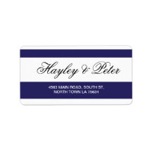 Stickers Navy White Elegant Rand Adressetiketters