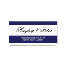 Stickers Navy White Elegant Rand Adressetiketters Adressetikett