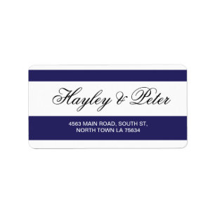 Stickers Navy White Elegant Rand Adressetiketters Adressetikett