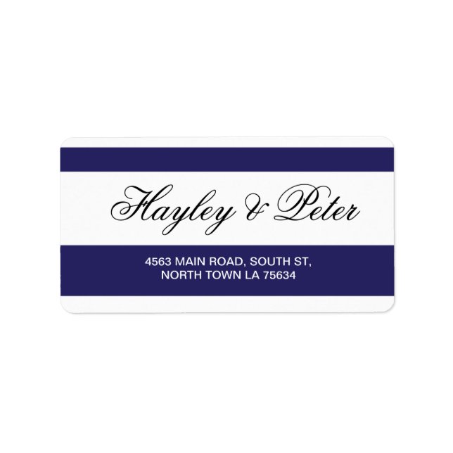 Stickers Navy White Elegant Rand Adressetiketters Adressetikett (Framsidan)