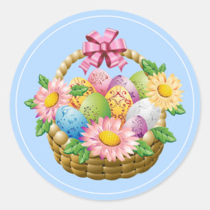 Stickers-Påsk Basket Runt Klistermärke