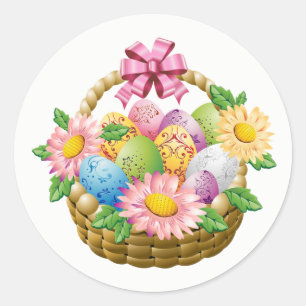 Stickers-Påsk Basket Runt Klistermärke