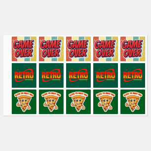 Stickers. Retro. Pizza. Spel över. Klistermärke