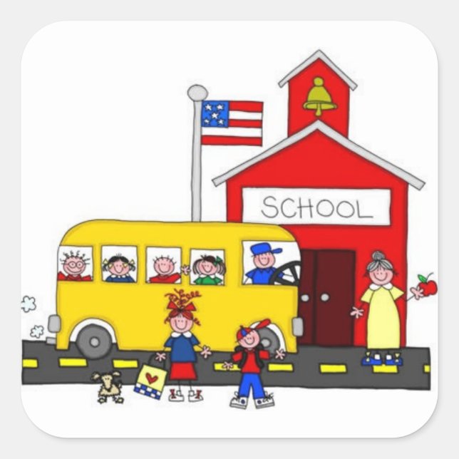 Stickers/School Fyrkantigt Klistermärke (Framsida)