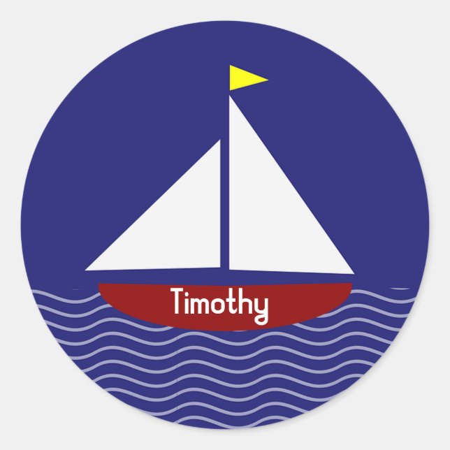 Stickers/segelbåt Runt Klistermärke (Framsida)