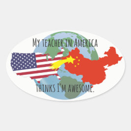 Stickers to Send to Studenter: USA, Fantastisk Ovalt Klistermärke