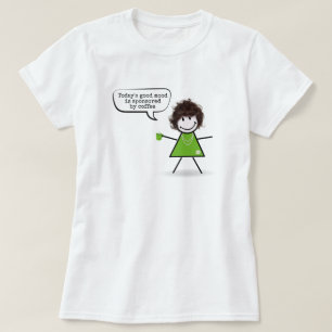 Stickflicka med grön kaffekopp t shirt