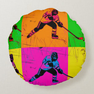 Stickhanterande hockeyspelare rund kudde