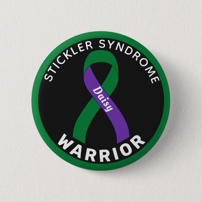 Stickler syndrom Warrior Ribbon Svart knapp (Framsida)