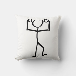 Stickman Figur Winner Illustration, One Line Art Kudde