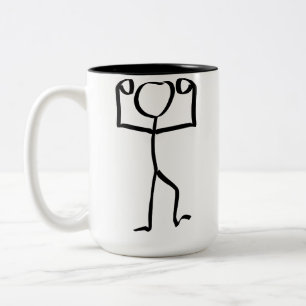 Stickman Figur Winner Illustration, One Line Art Två-Tonad Mugg