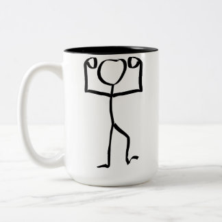 Stickman Figur Winner Illustration, One Line Art Två-Tonad Mugg