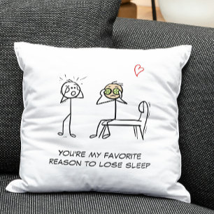 Stickman Humor Citote Falise Funny Valentines day Kudde