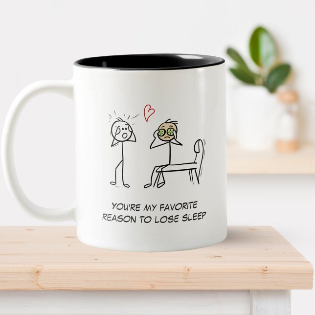 Stickman Humor Citote Falise Funny Valentines day Två-Tonad Mugg (Skapare uppladdad)
