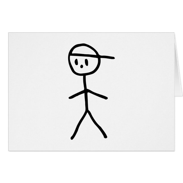 Stickman pojke hälsningskort (Framsidan Horizontal)