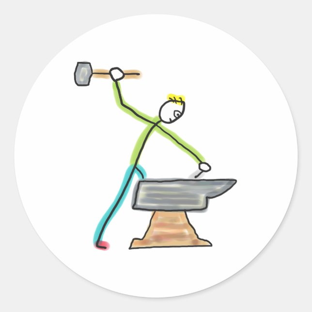Stickman Smidesmedja Runt Klistermärke (Framsida)