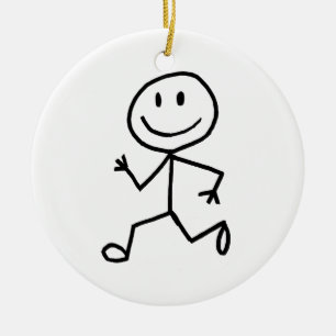 Stickman springer julgransprydnad keramik