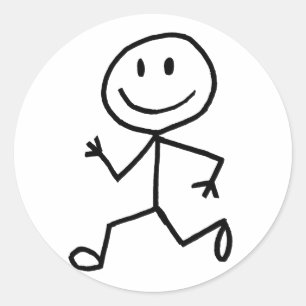 Stickman springer runt klistermärke