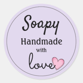 Stickmärken - handgjorda med Kärlek design Runt Klistermärke