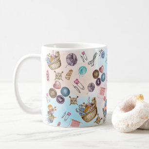 Stickning och sydd kaffemugg