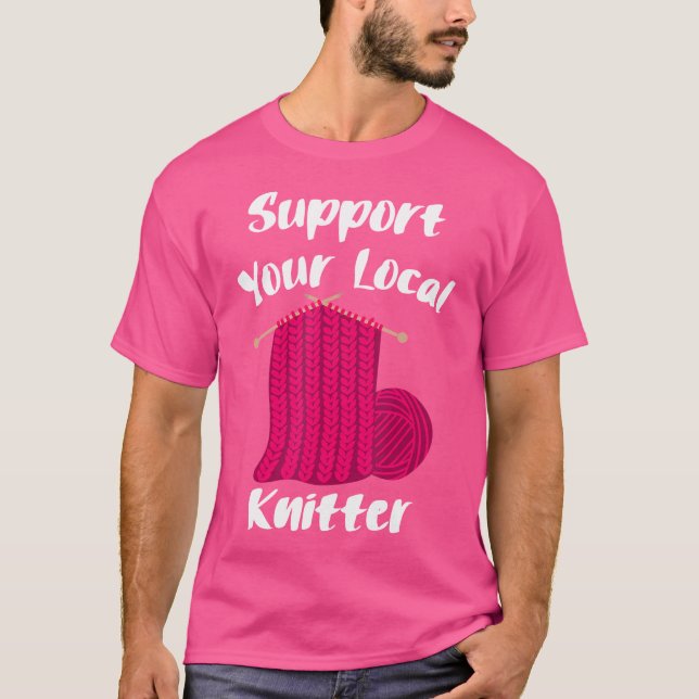 Stickning Sticka Stickare Garn Ull Skapa Stickat W T Shirt (Framsida)