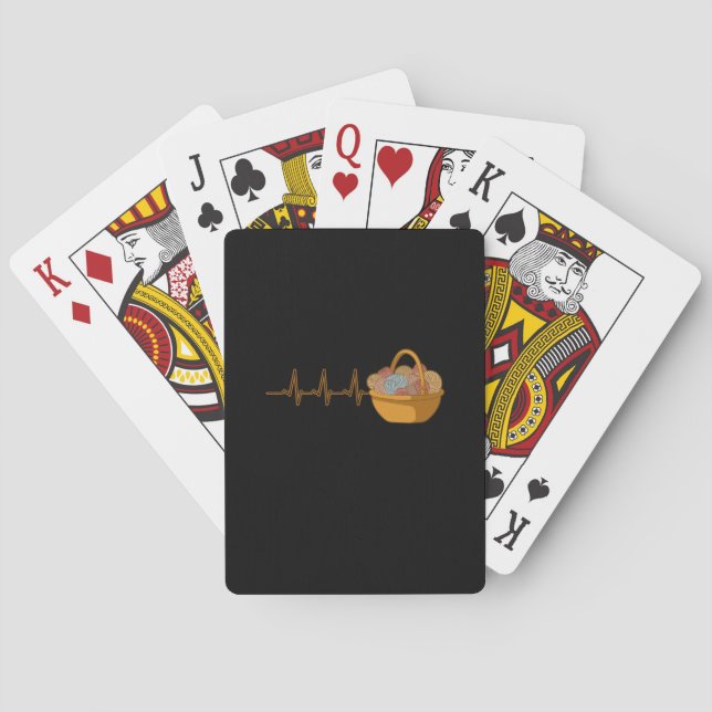 Stickning Stickkorg Med Ull Casinokort (Baksidan)