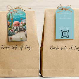 Stickning Virkning Företag Tack Logotyp QR Presentetikett