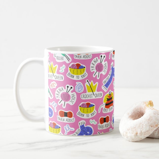 Stickning Virkning Kärlek Kaffemugg (Med munk)