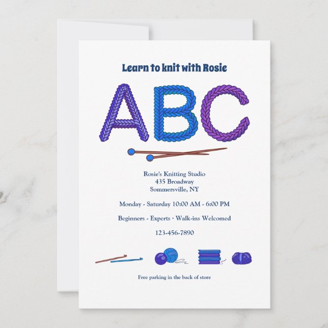 Stickningens ABC Inbjudan (Framsida)