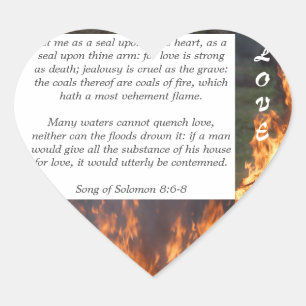 Stickrar med tvådubbel Sång i Solomon 8:6-8 Hjärtformat Klistermärke