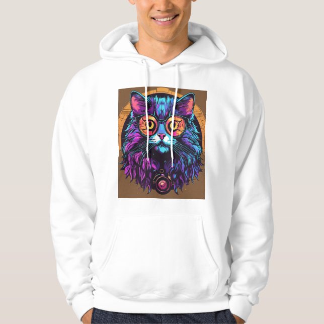 Sticky Kitty–Vibrant Cursive Graffiti Logotyp T-Sh Hoodie (Framsida)