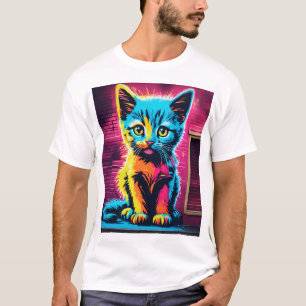 Sticky Kitty–Vibrant Cursive Graffiti Logotyp T-Sh T Shirt