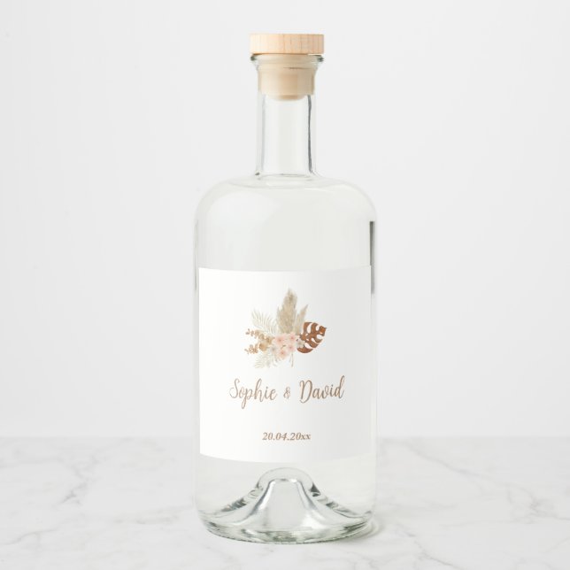 Sticky Labels Bröllop Bohemian Spritflaskor Etikett (Framsida)