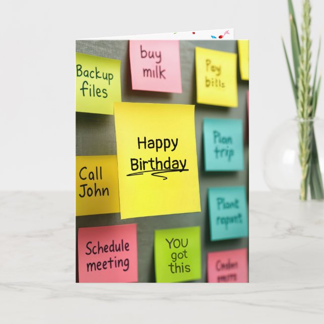 Sticky Note Birthday Kort (Framsida)