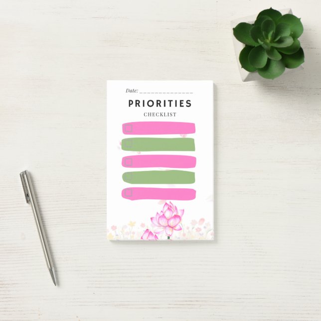 Sticky Note PRIORITY Checkbox Pink Lily Post-it Block (Kontor)