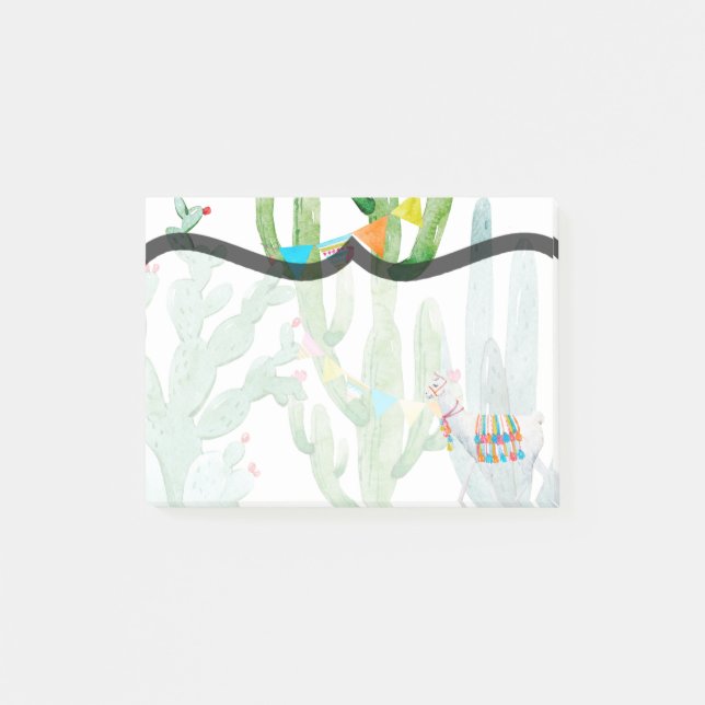 Sticky Notes Boho Llama Bohemian Cacti Desert Flow Post-it Block (Framsida)