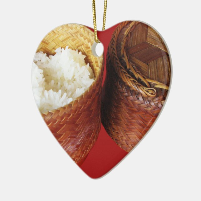 Sticky Ris [Khao Niao] Thai Lao Food Julgransprydnad Keramik (Vänster)