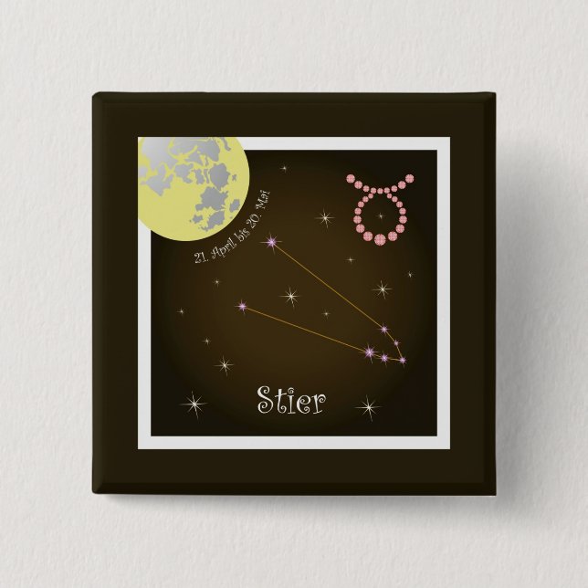 Stier 21. April bis 20. Mai Buttons Knapp (Framsida)