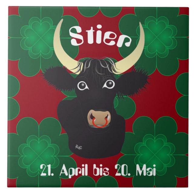 Stier 21. April bis 20. Mai Fliese Kakelplatta (Framsidan)